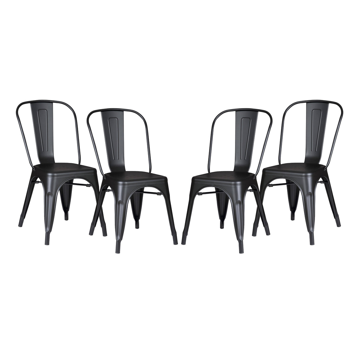 Set of 4 Stackable Metal Dining Chairs