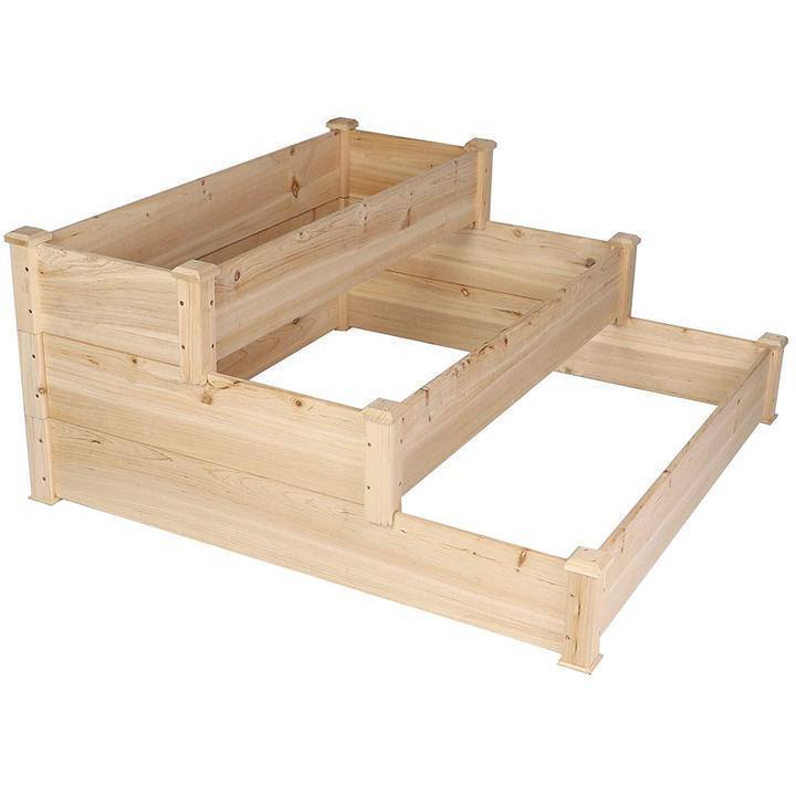 3-Tier-Raised-Garden-Bed-Kit-Wooden-Planter-Box-Heavy-Duty-Solid-Fir-Wood-Pots-&-Planters