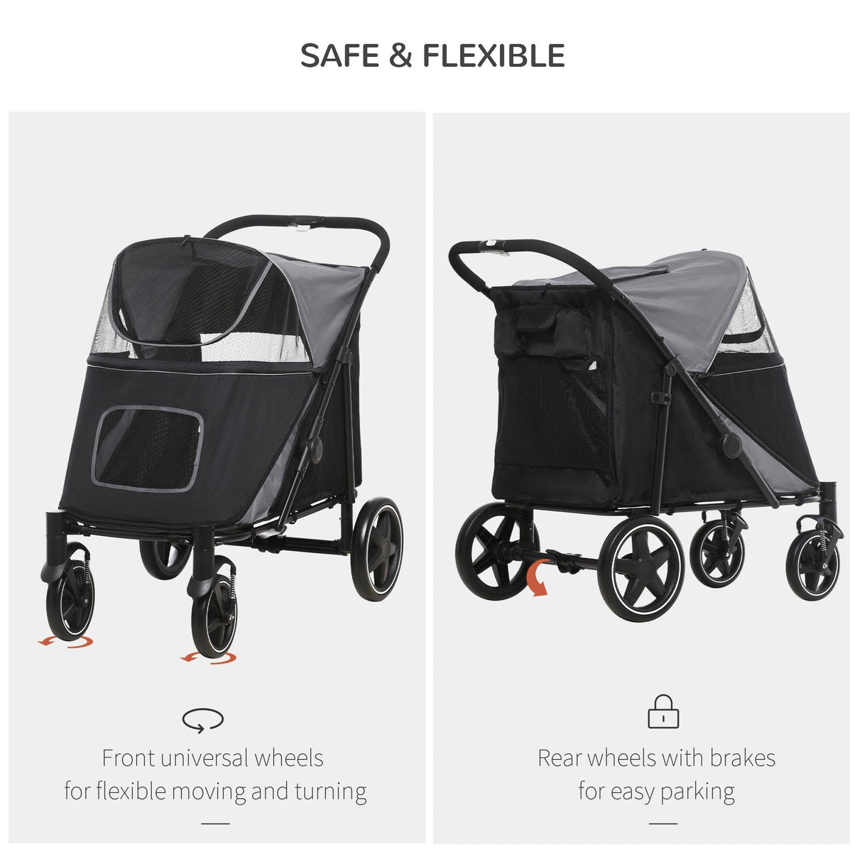 PawHut Foldable Doggy Stroller for Medium and Large Dogs and Cats