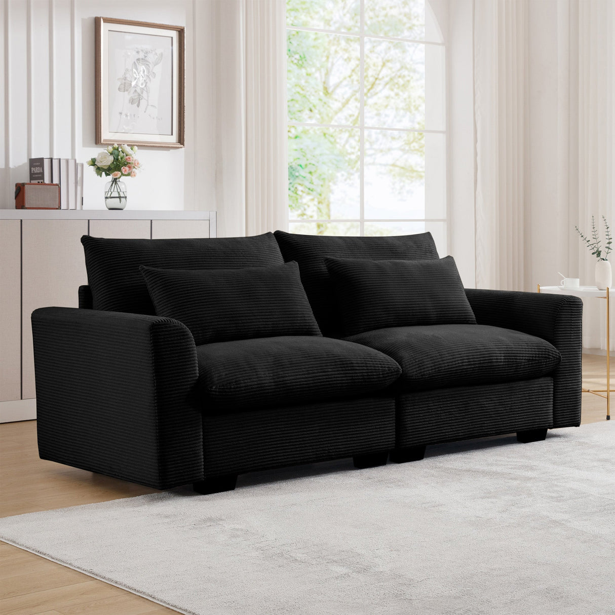 Modern 2 Seater Corduroy Fabric Sofa
