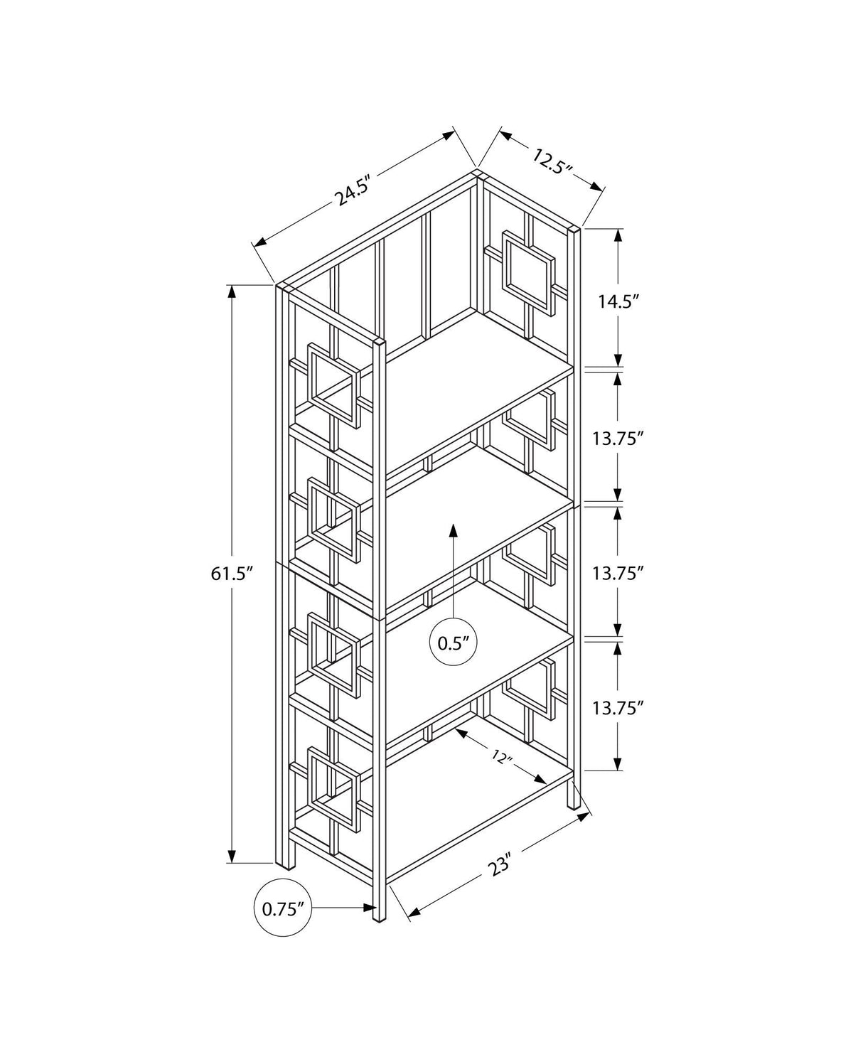 4-Tier Bookshelf, Bookcase, Etagere in Espresso Finish