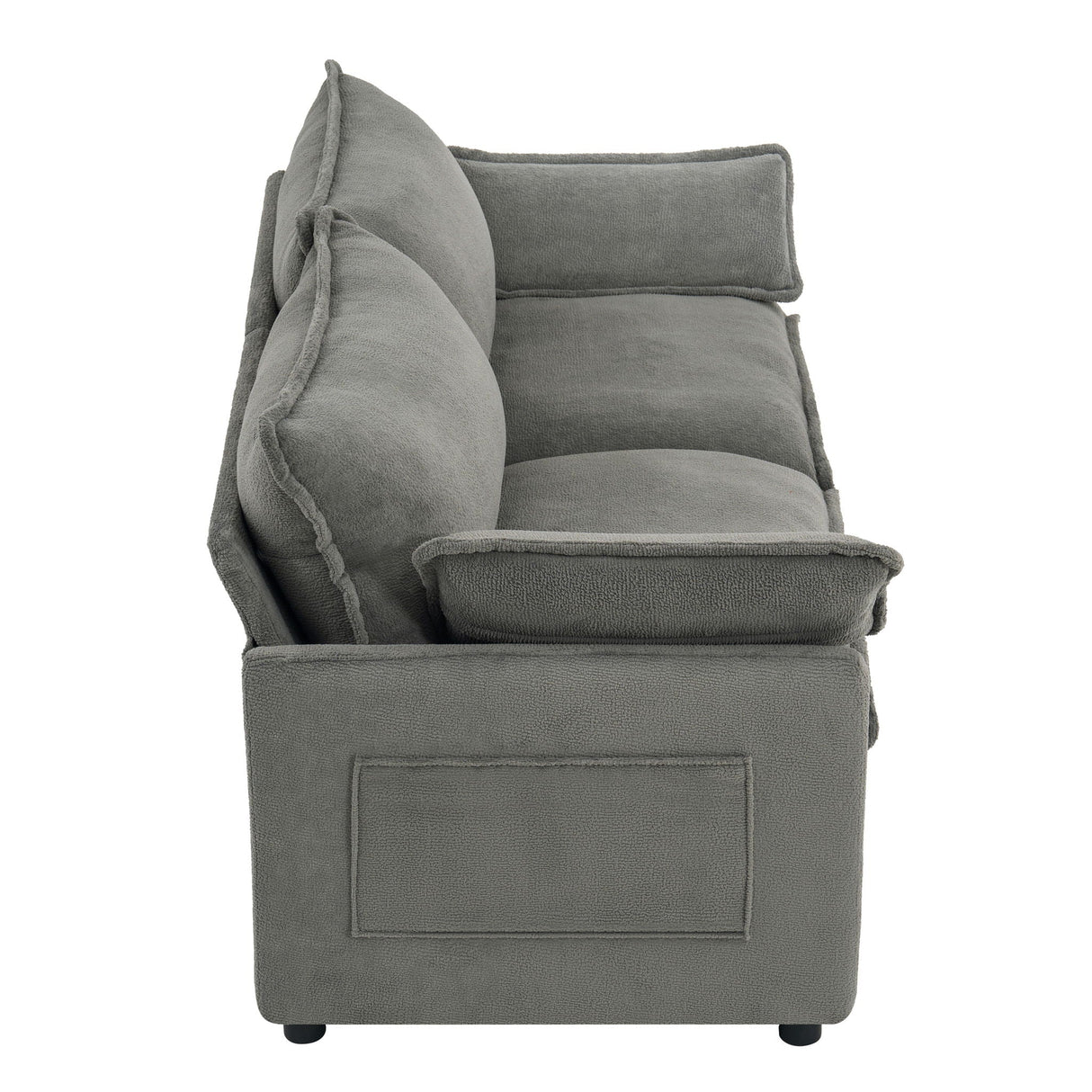 Modern Loveseat Sofa, Upholstered Couch With Side Storage Pockets