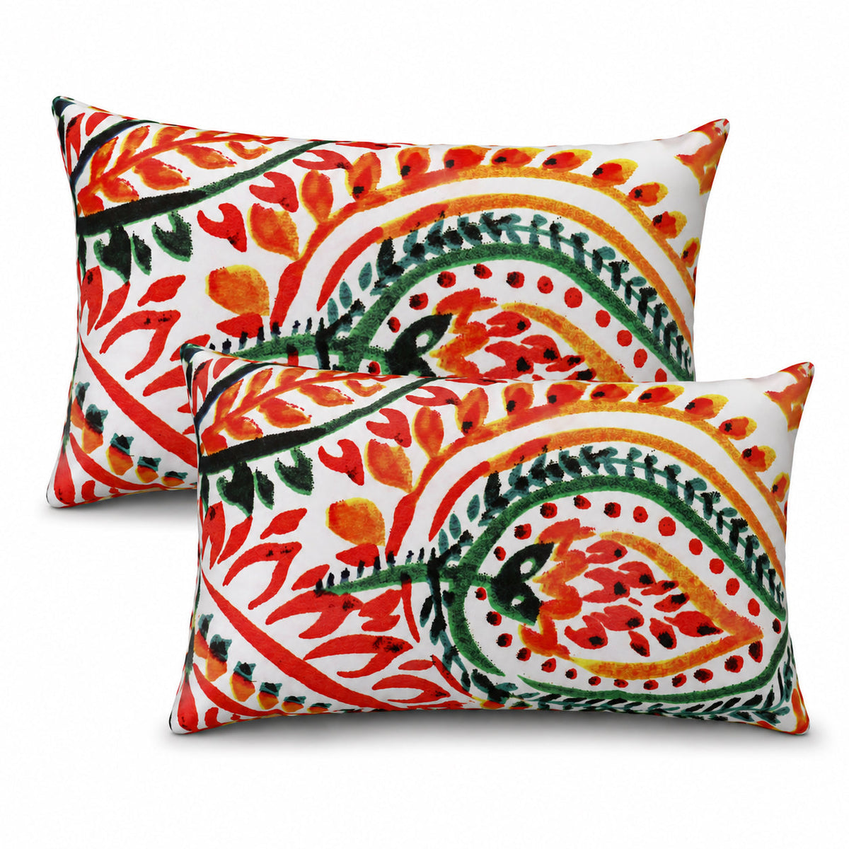2 Pack Outdoor Lumbar Pillow with Inserts - Tropical Parrot