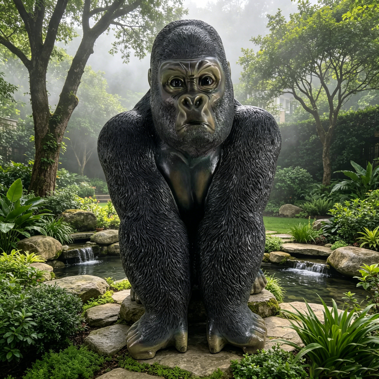 Realistic Silverback Gorilla Figurine