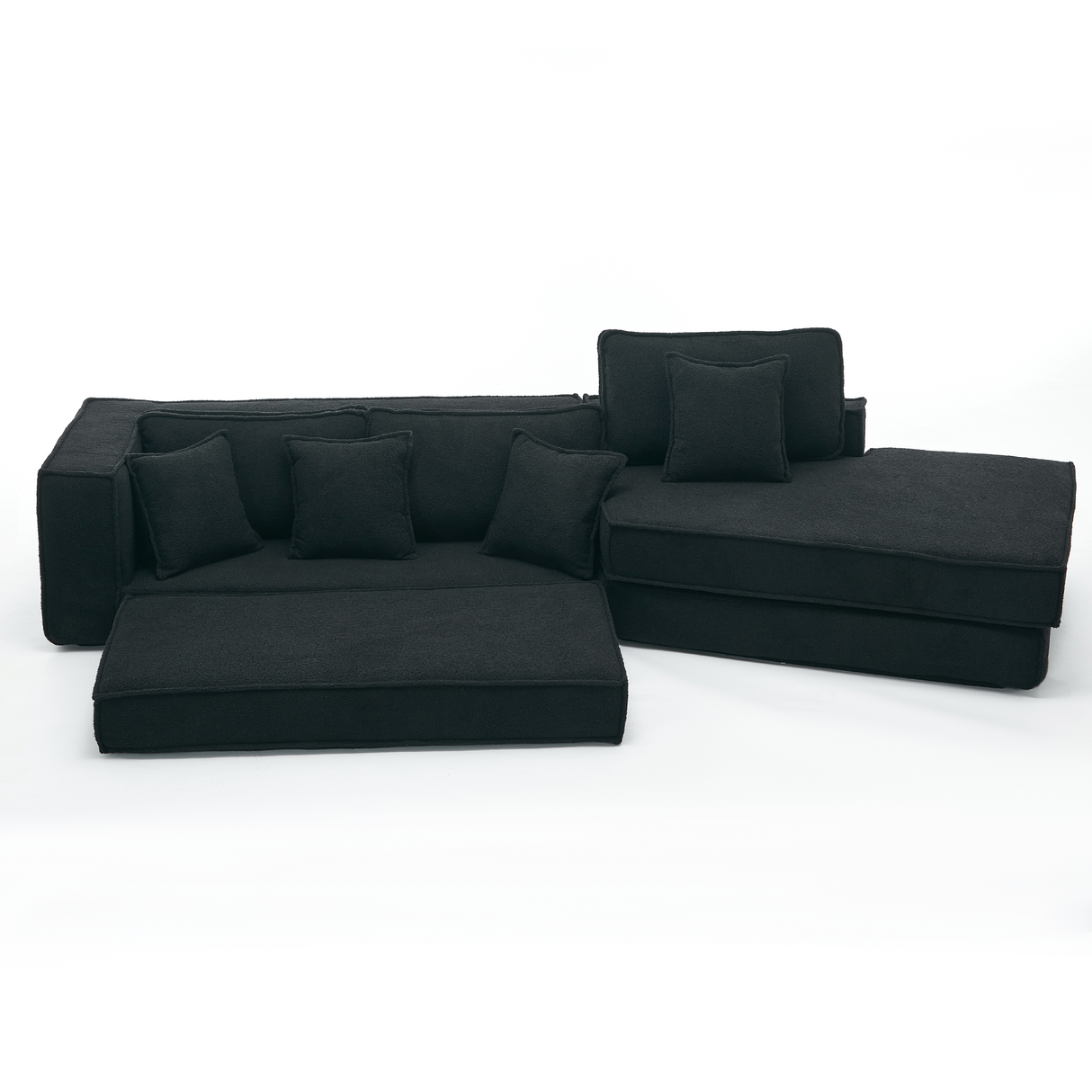 Folding Convertible Out Sleeper Sofa Bed 3-Seat Black