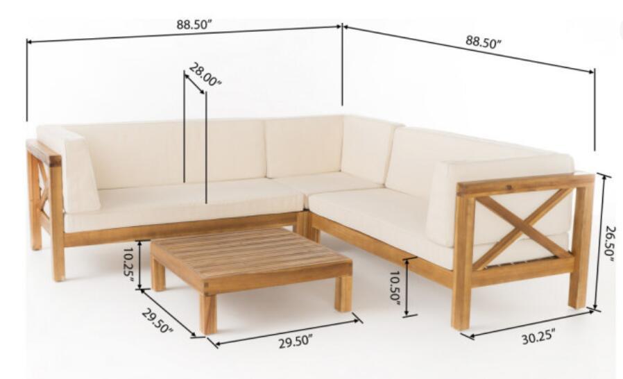 Brava X-Back 4-Piece Sofa Set Beige