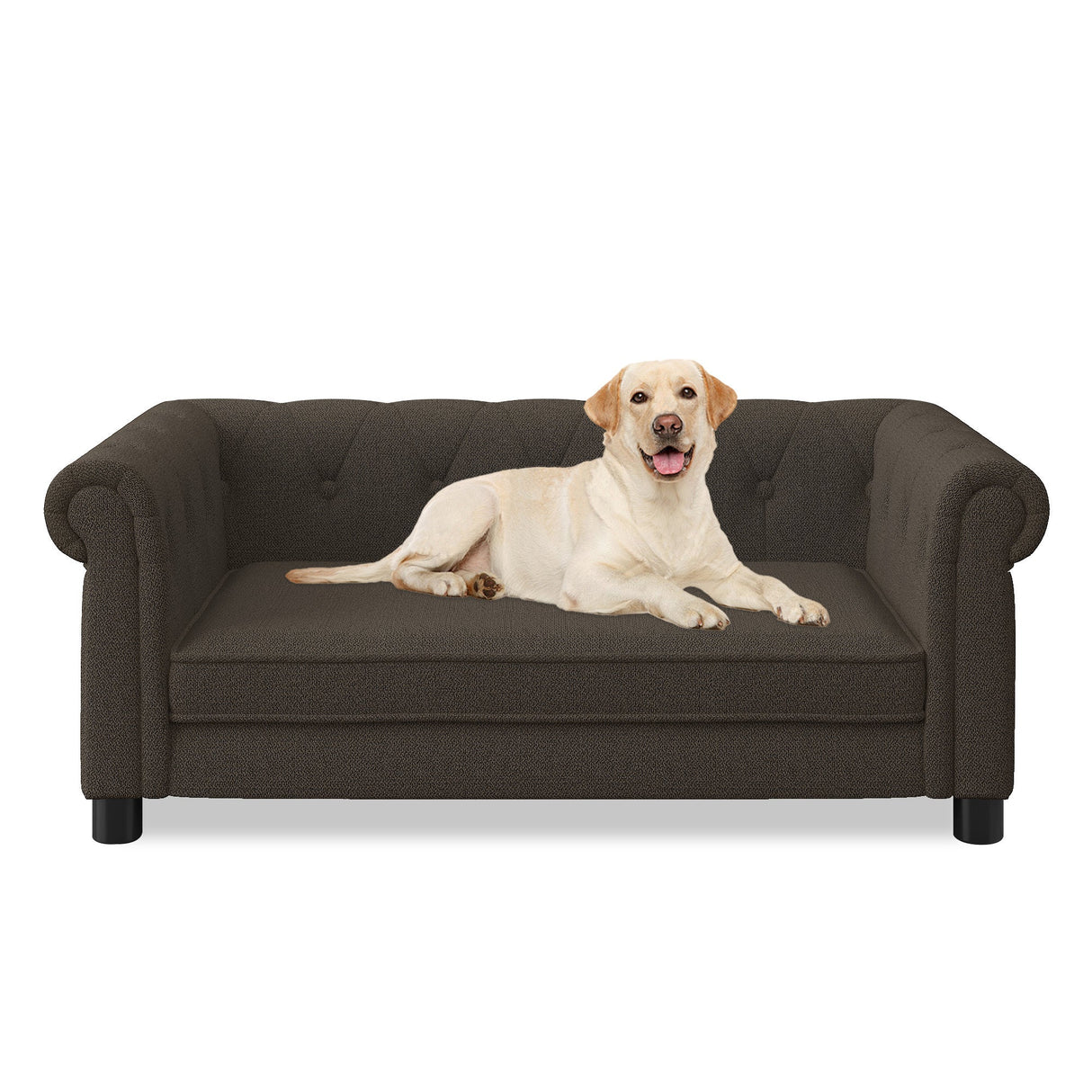 Elegant Rectangular Pet Bed for Small and Medium Dogs - Dark Brown