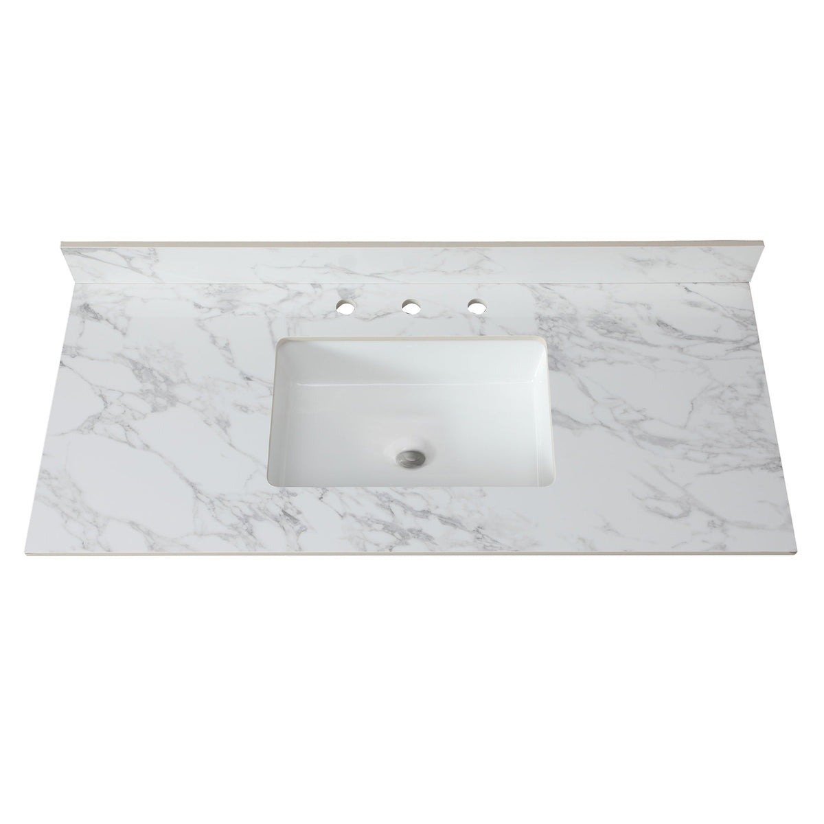 Elegant Sintered Stone Bathroom Vanity Top With Rectangular Undermount Ceramic Sink