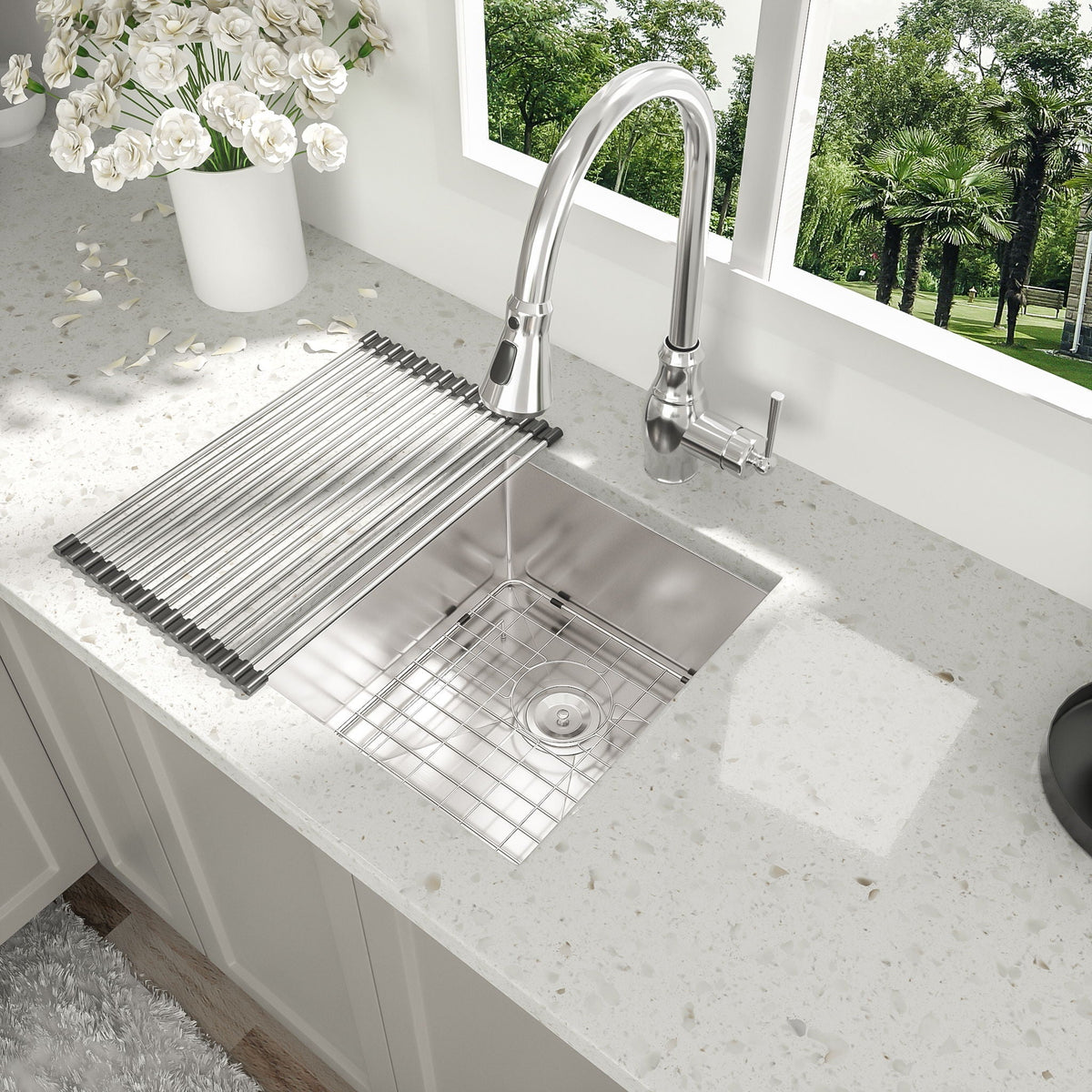 Modern Undermount Stainless Steel Kitchen Sink 16 Gauge, Deep Single Bowl