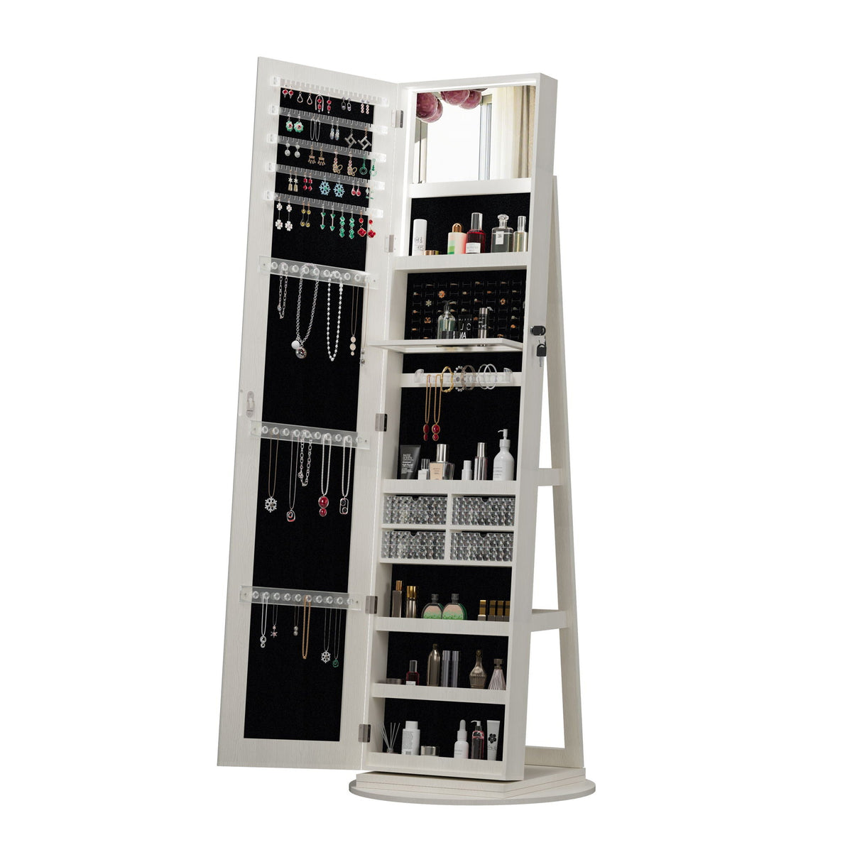 Swivel Jewelry Cabinet With Full Length Mirror