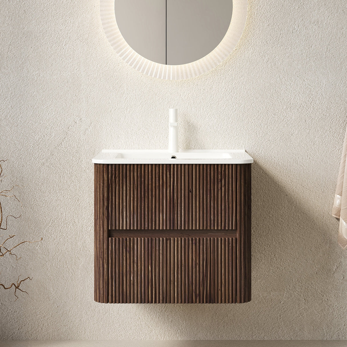 Noor 24" Bathroom Vanity with Sink, Wall-Mounted Floating Plywood Bathroom Storage