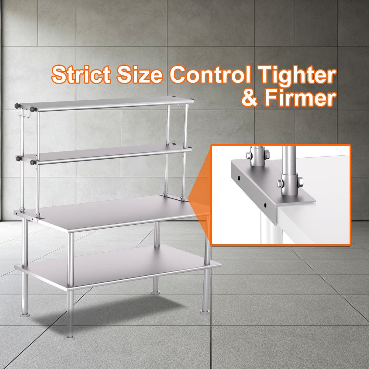 Stainless Steel Adjustable Kitchen Shelf, 60 Inch