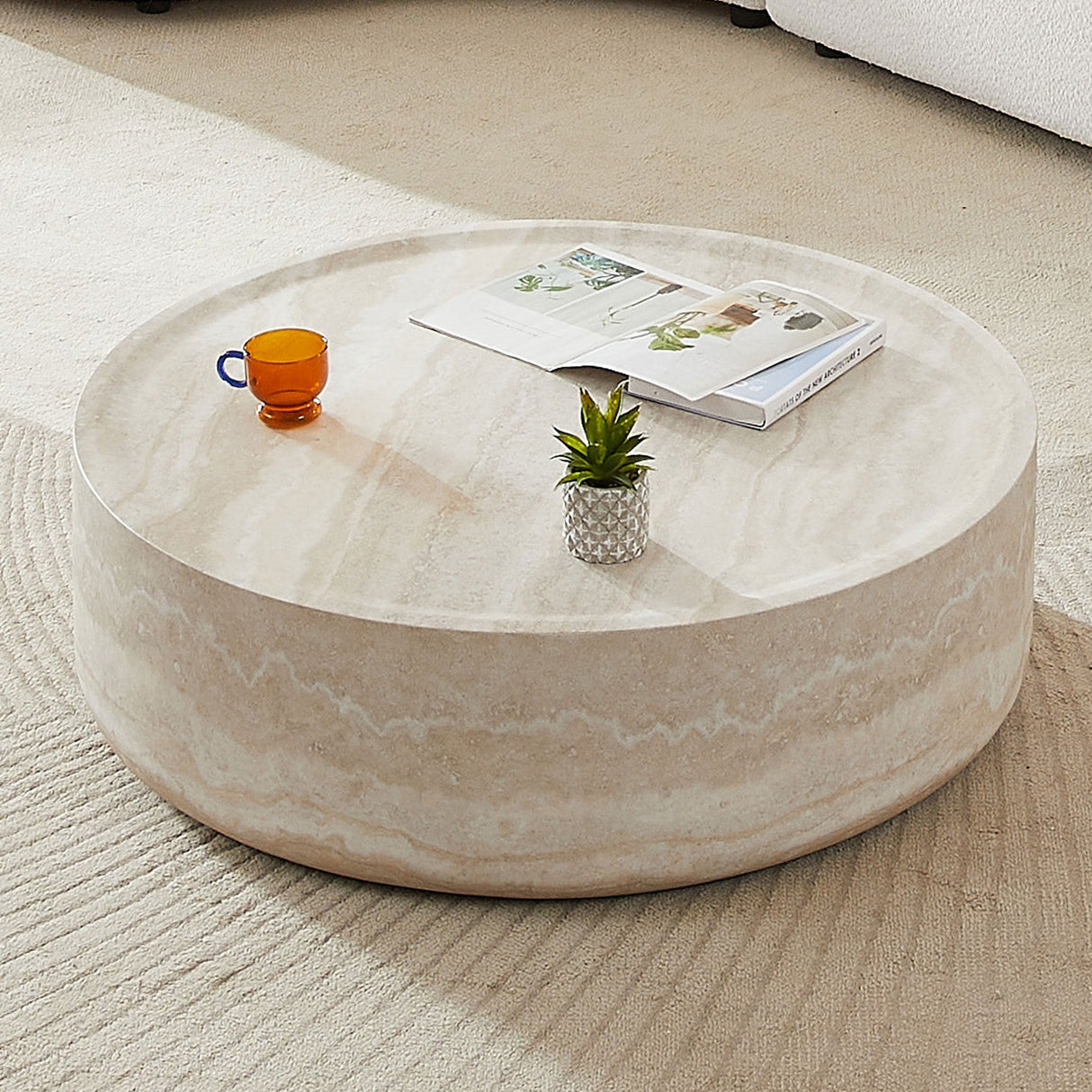 39.37'' Faux MARS Pattern Round Coffee Table