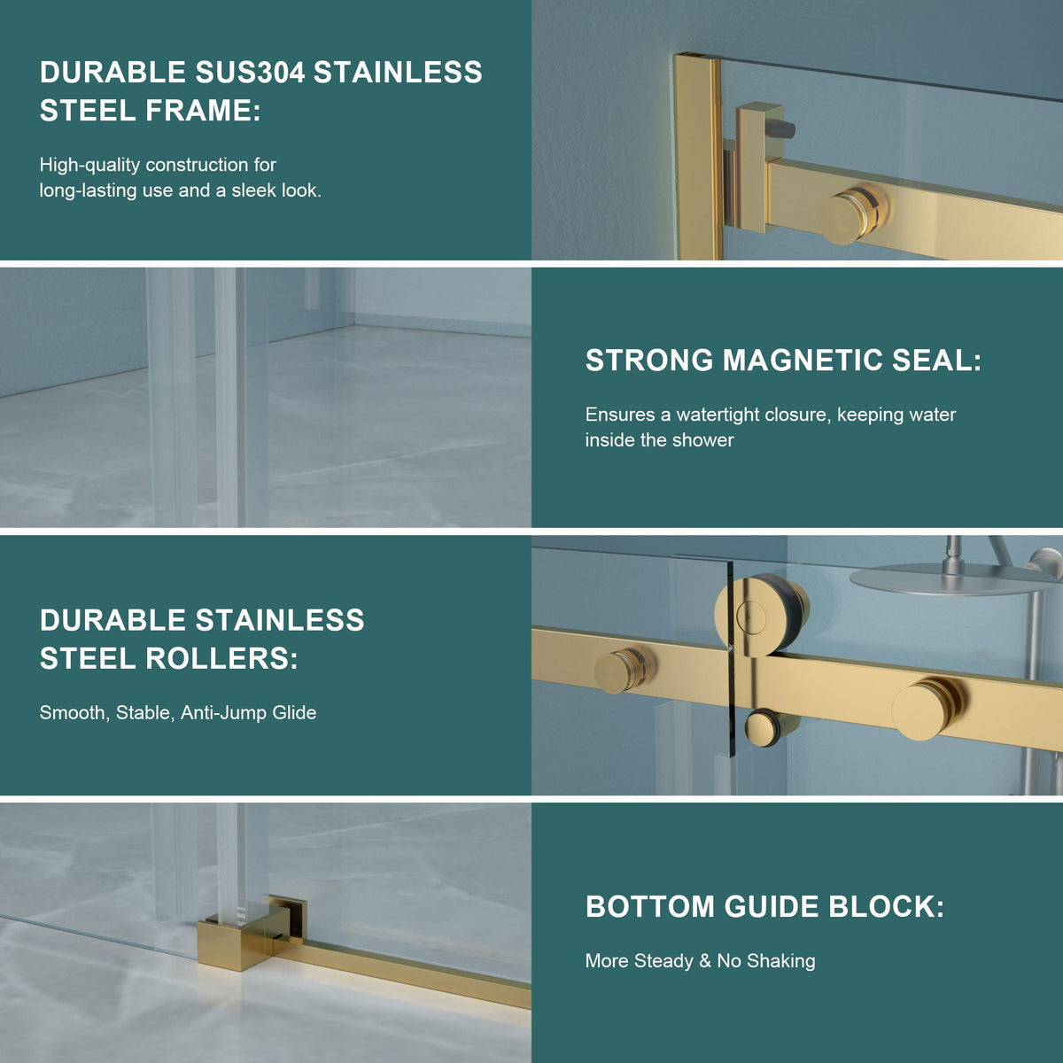 Modern Single Slide Shower Door, Tempered Glass, Stainless Steel Frame