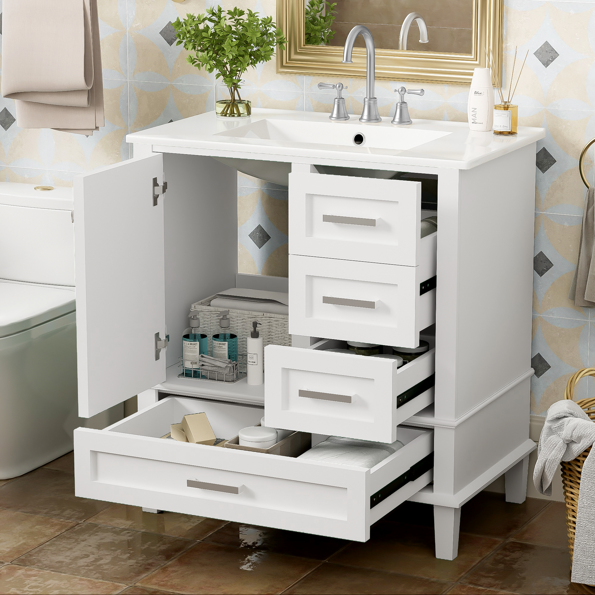 30" Modern Bathroom Vanity with Sink Combo Set