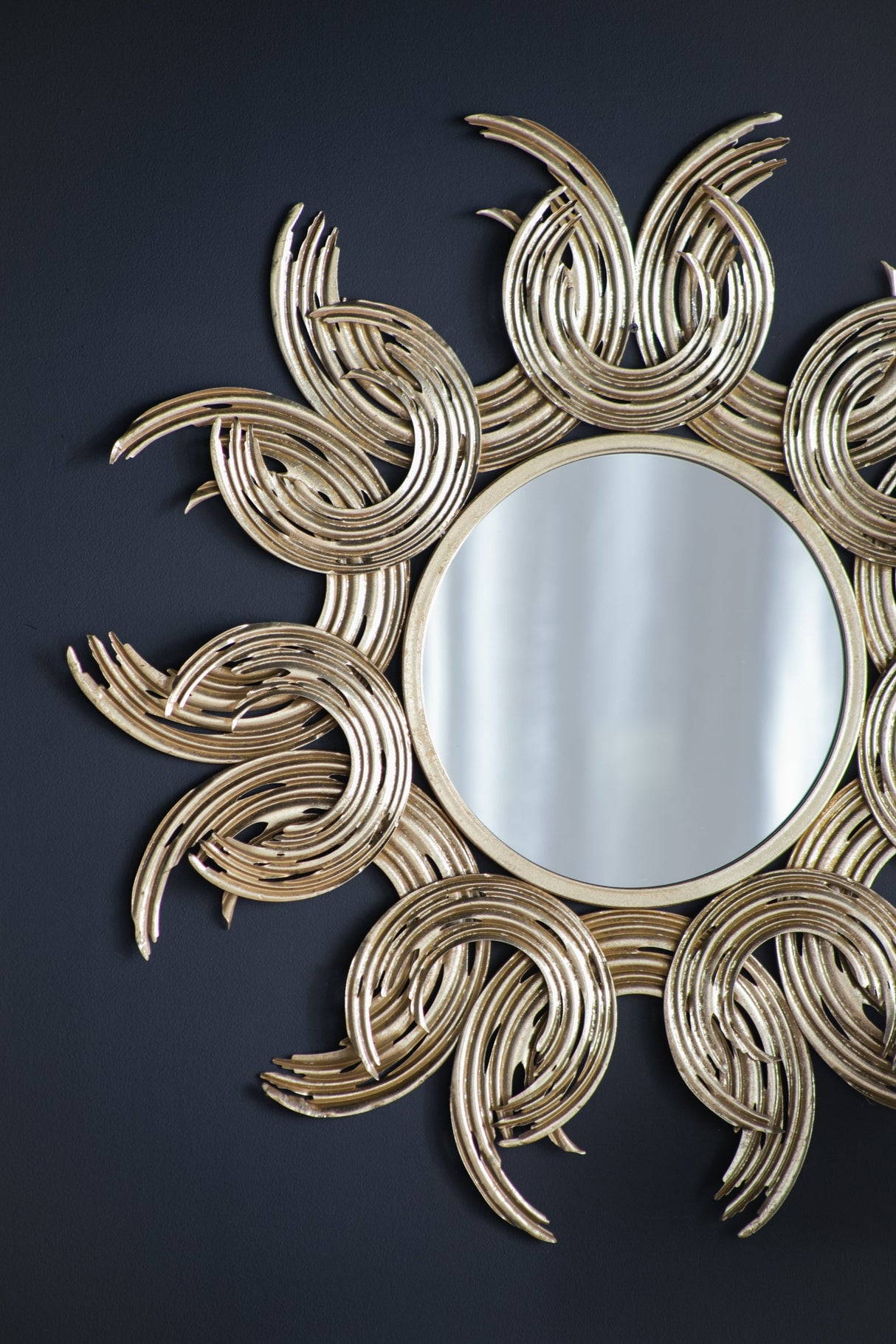 38' Sunburst Metal Decorative Mirror with Gold Finish