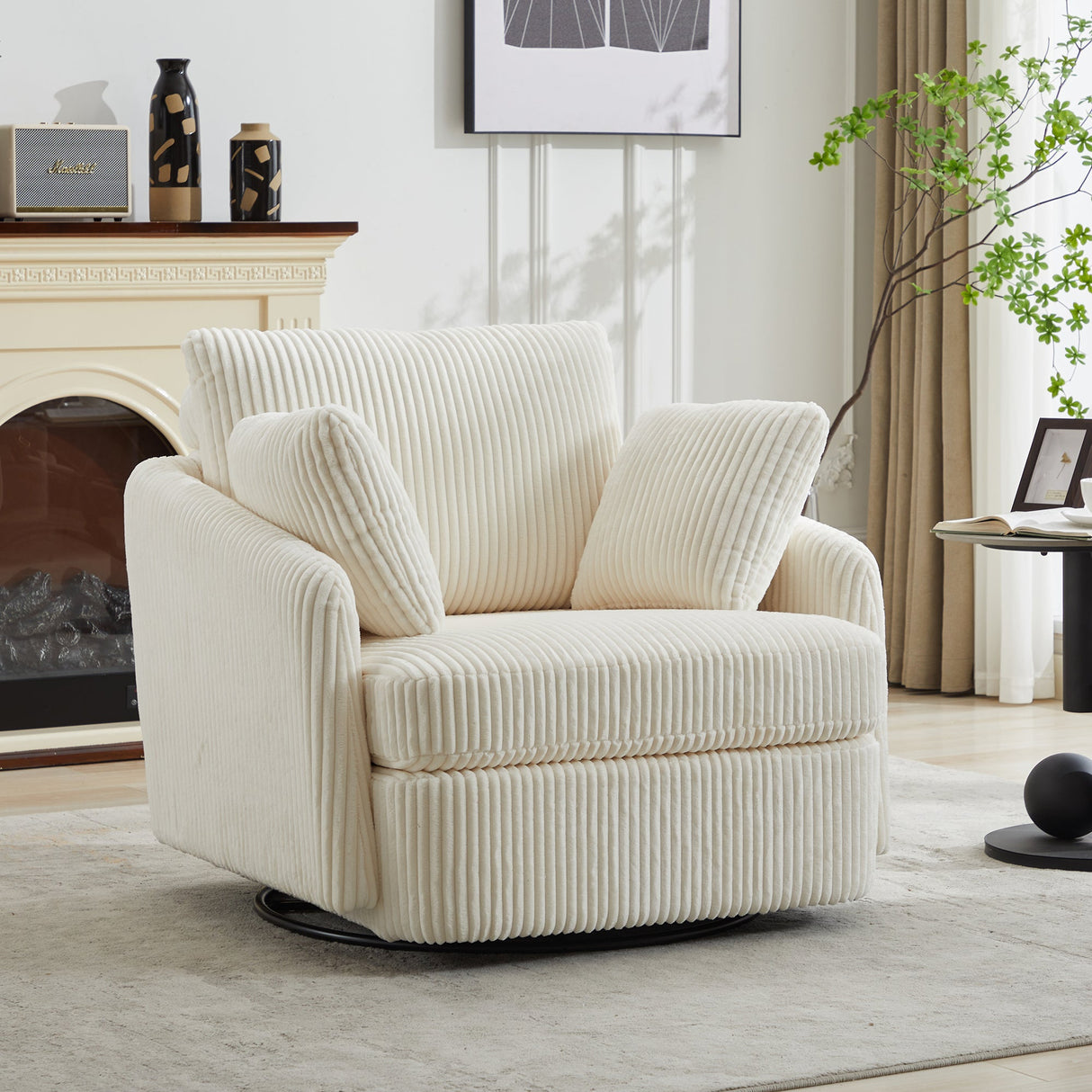 40.55''W Swivel Accent Chair with 2 Throw Pillows