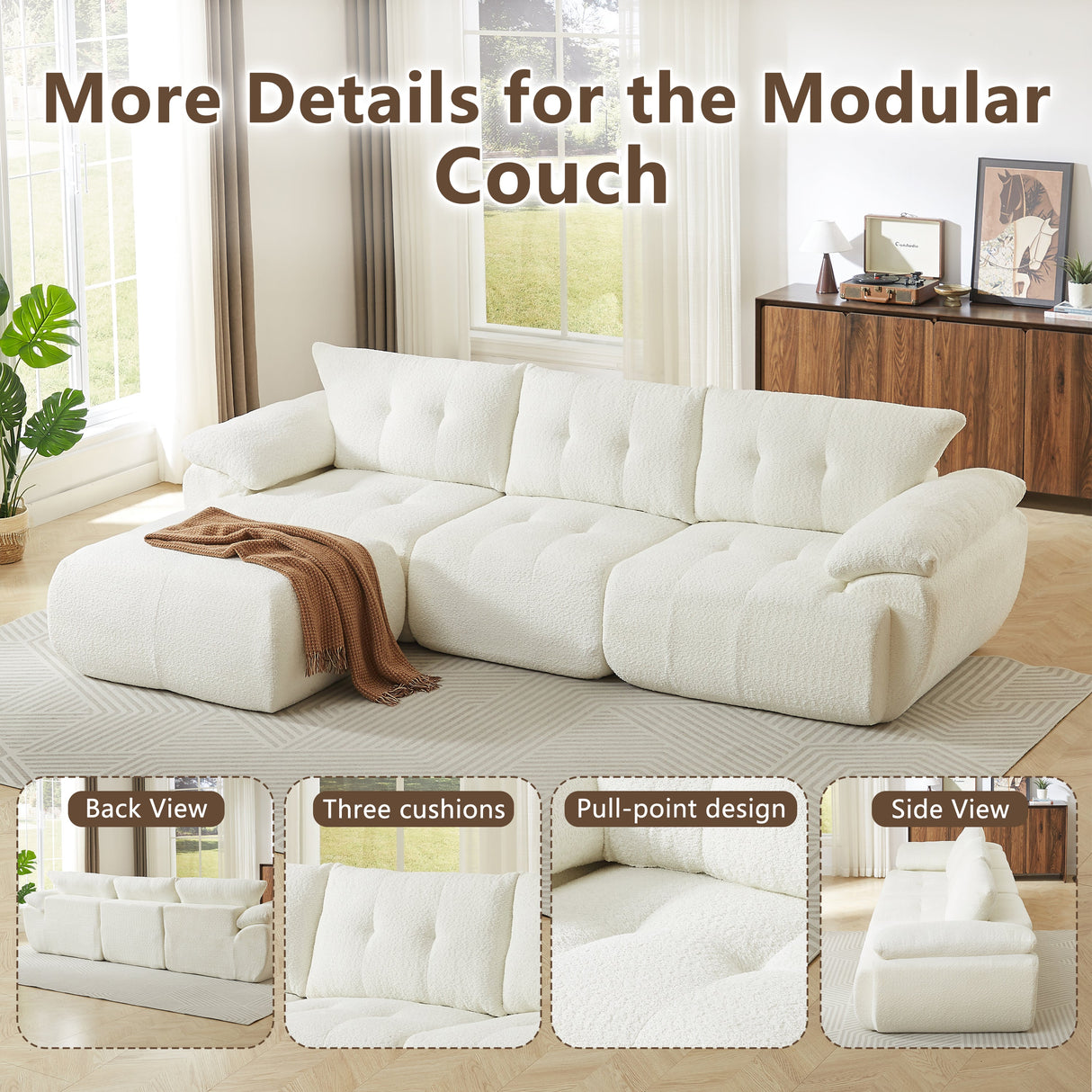 115'' Large Modern 3-Seater Sofa