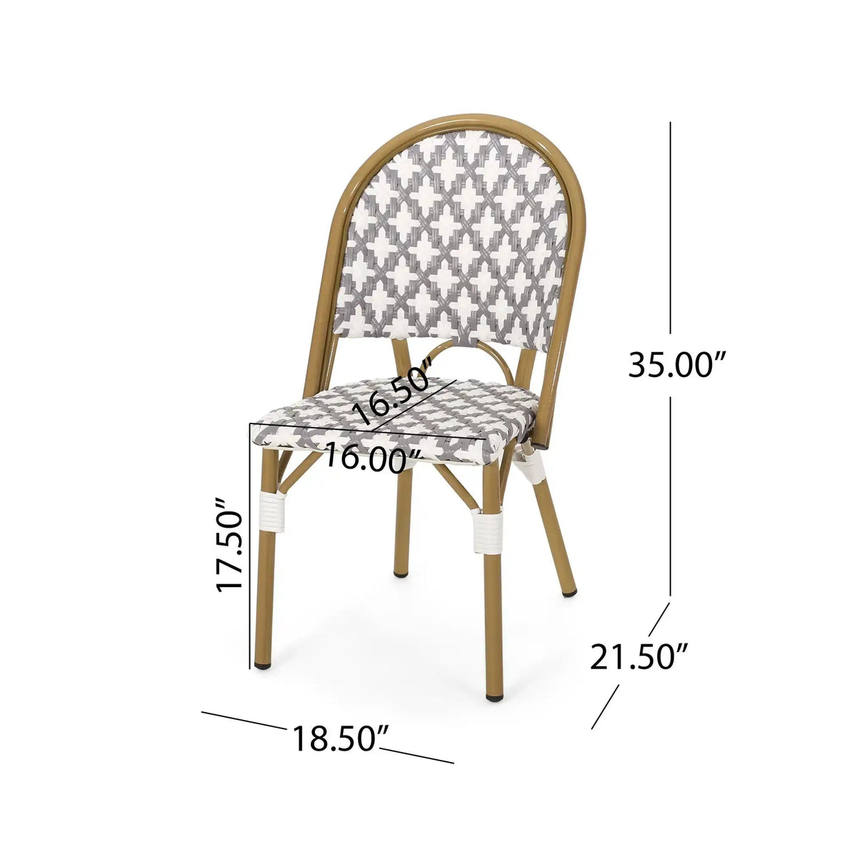 Chic French Bistro Chair With Durable Rattan And Aluminum Frame