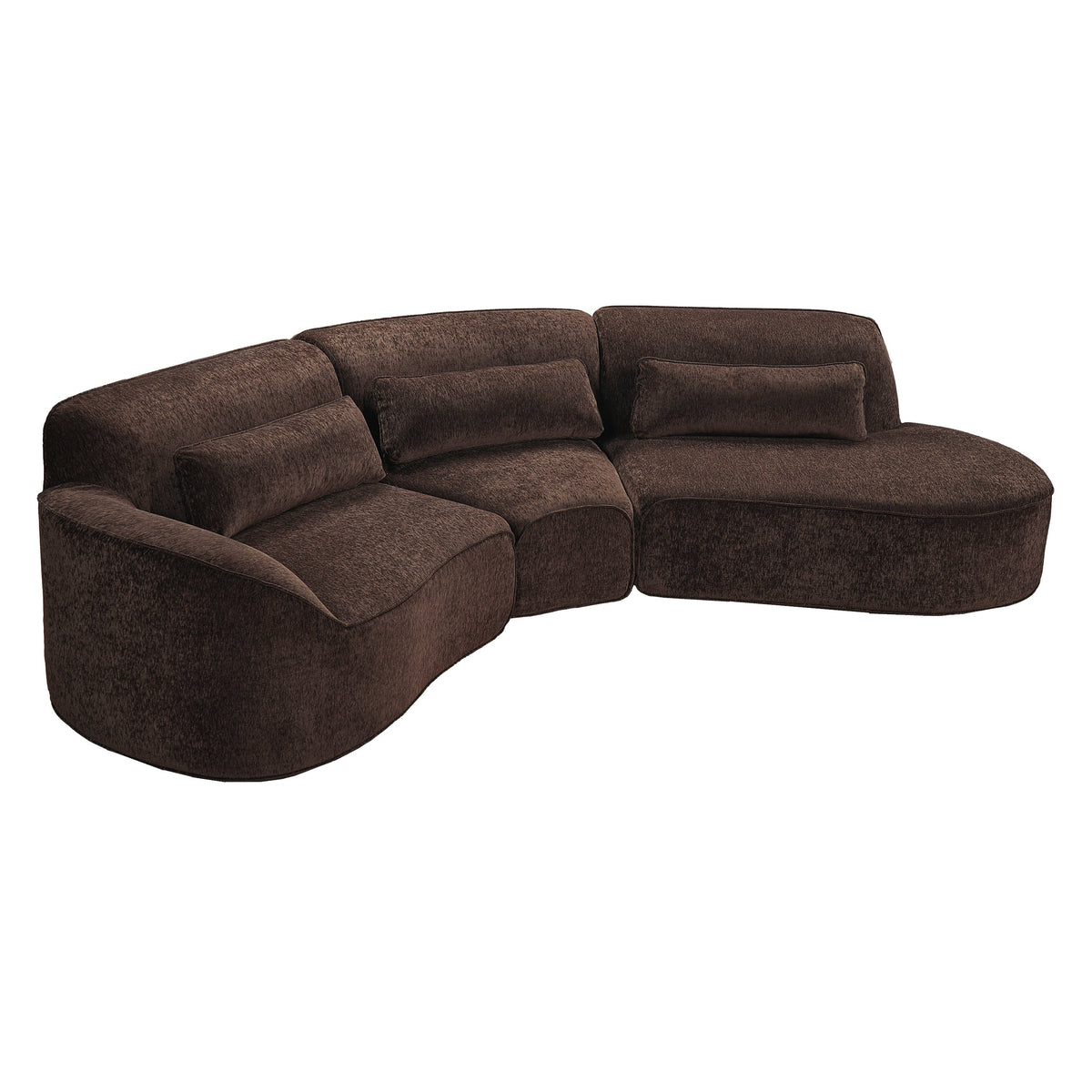 123" Modern Curved Sectional Sofa with Chaise Lounge - 3-Piece Set