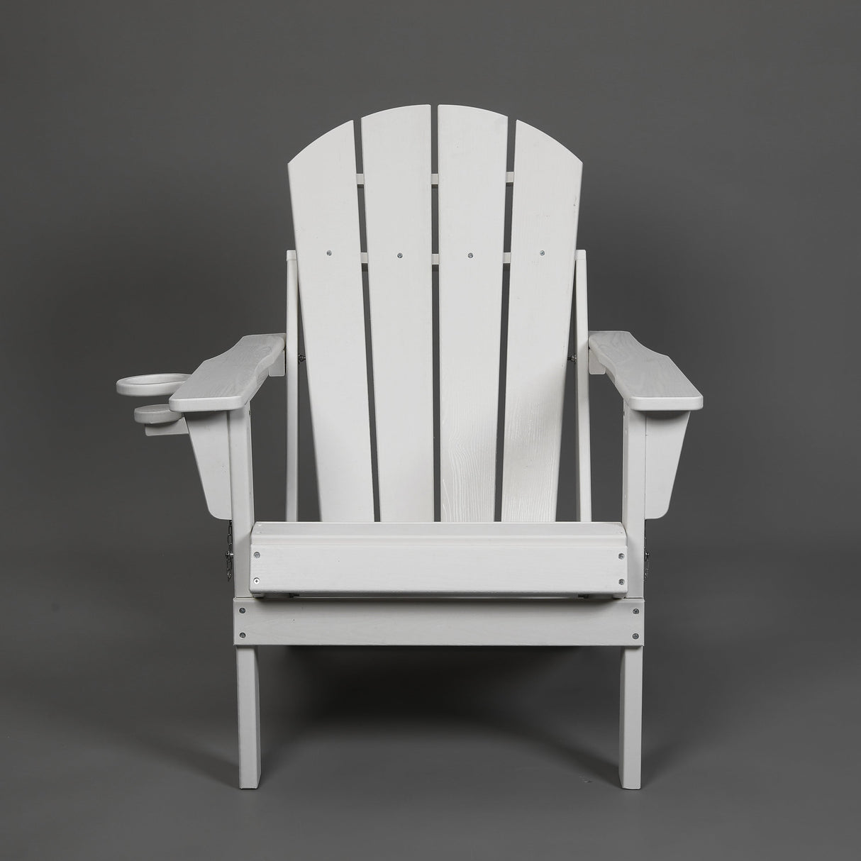 Folding Adirondack Chair with Dual Cup Holder - White Composite