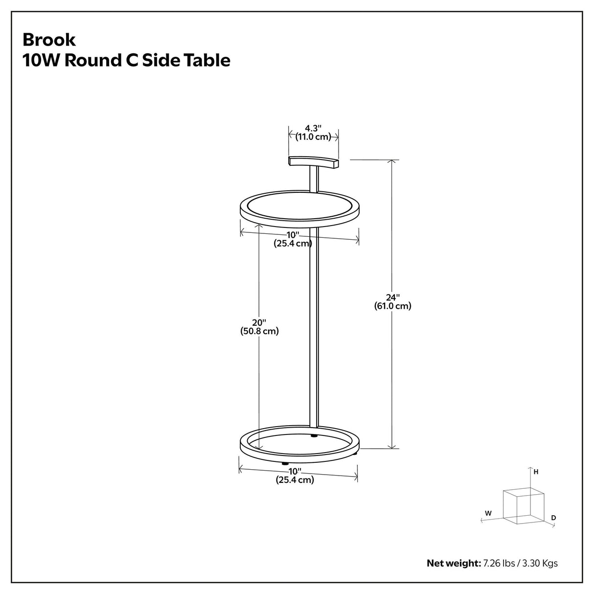 Brook - C Side Table - White / Gold