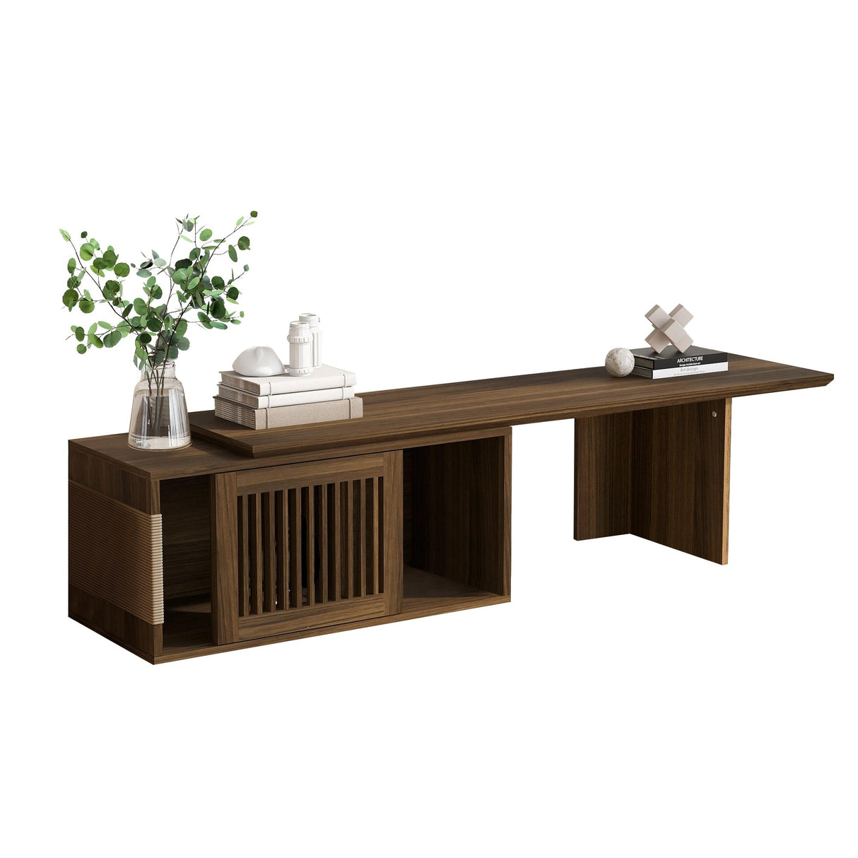 Mid-Century Modern 2-in-1 Extendable Walnut TV Stand