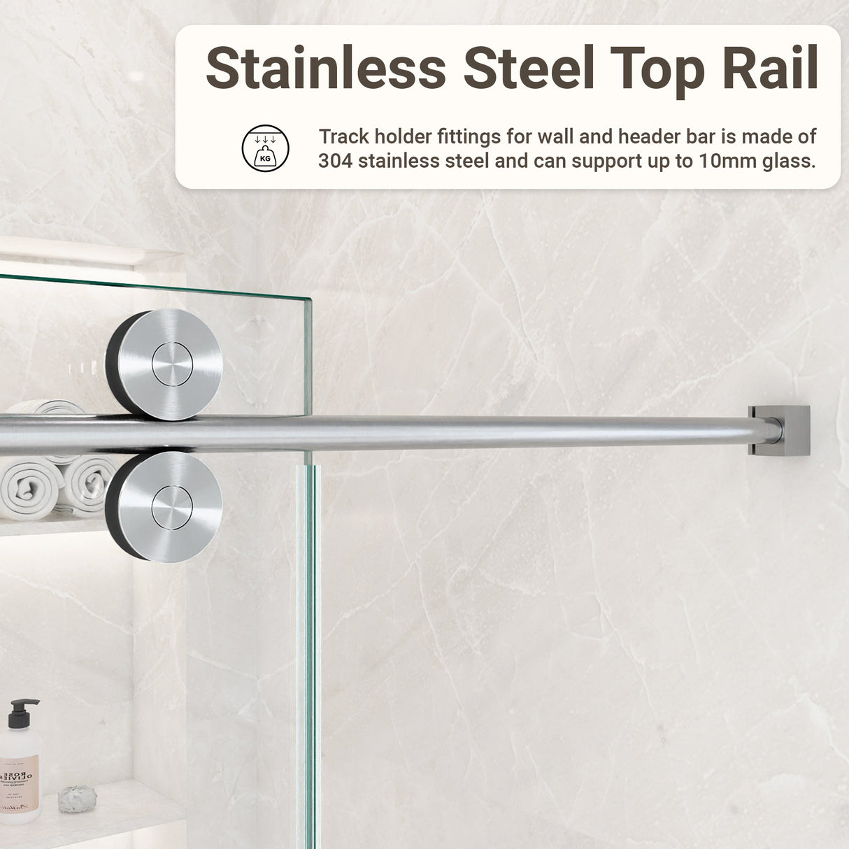 56-60"W x 72"H Frameless Sliding Shower Door – Clear Tempered Glass