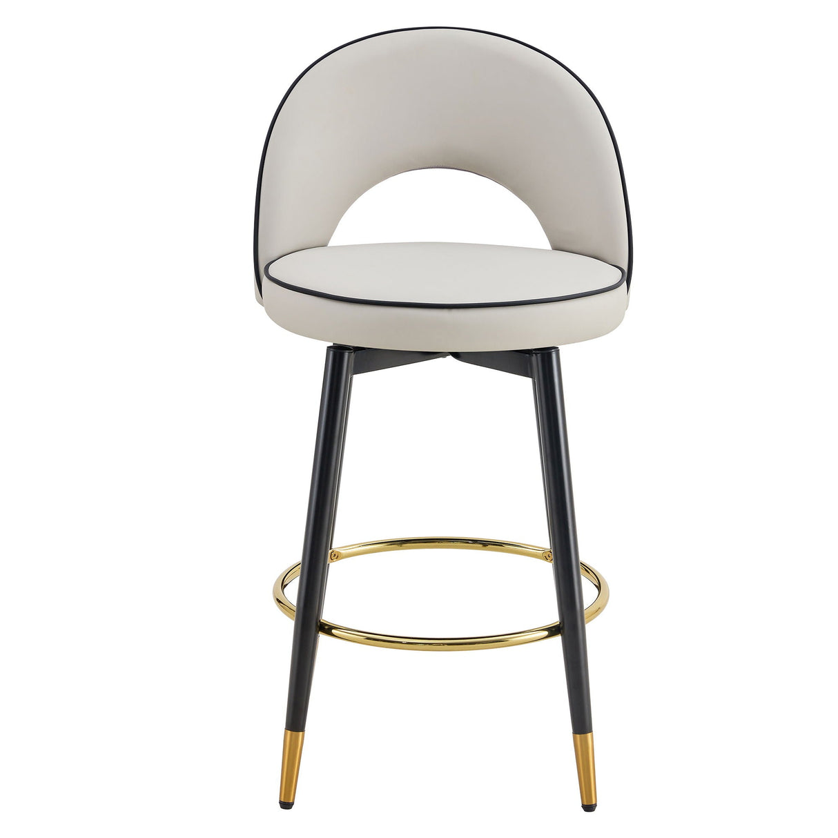 Modern Upholstered 360° Rotatable Bar Chair With Metal Legs For Dining Room (Set of 2)