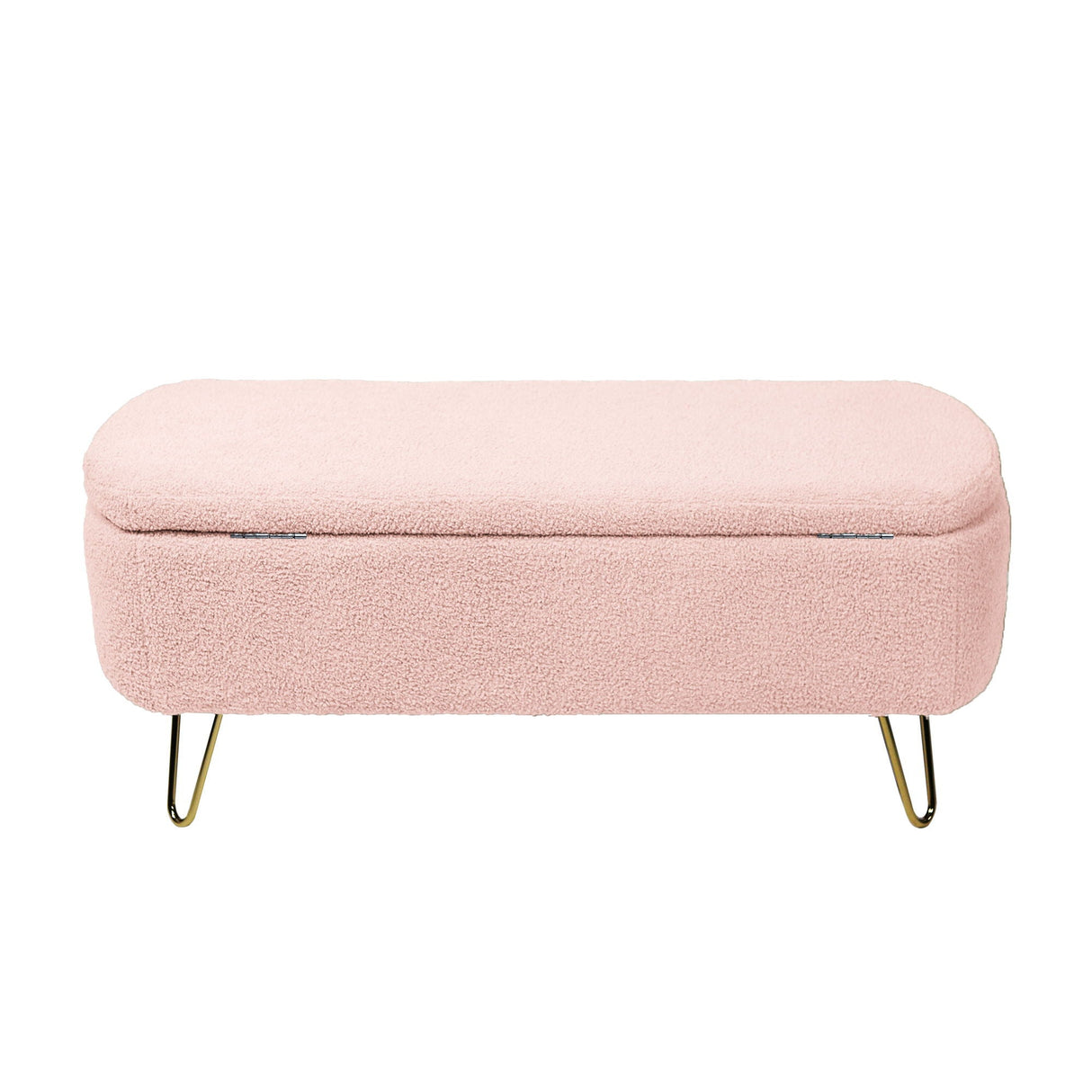 Storage Ottoman Bench For End Of Bed Legs, Modern Camel Faux Fur Entryway Bench Upholstered Padded With Storage For Living Room Bedroom
