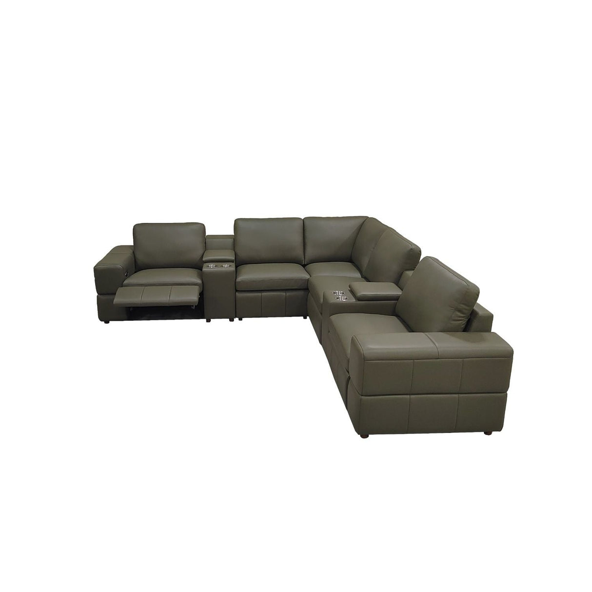 Upholstered Large Arms Sectional With Recliner Seats