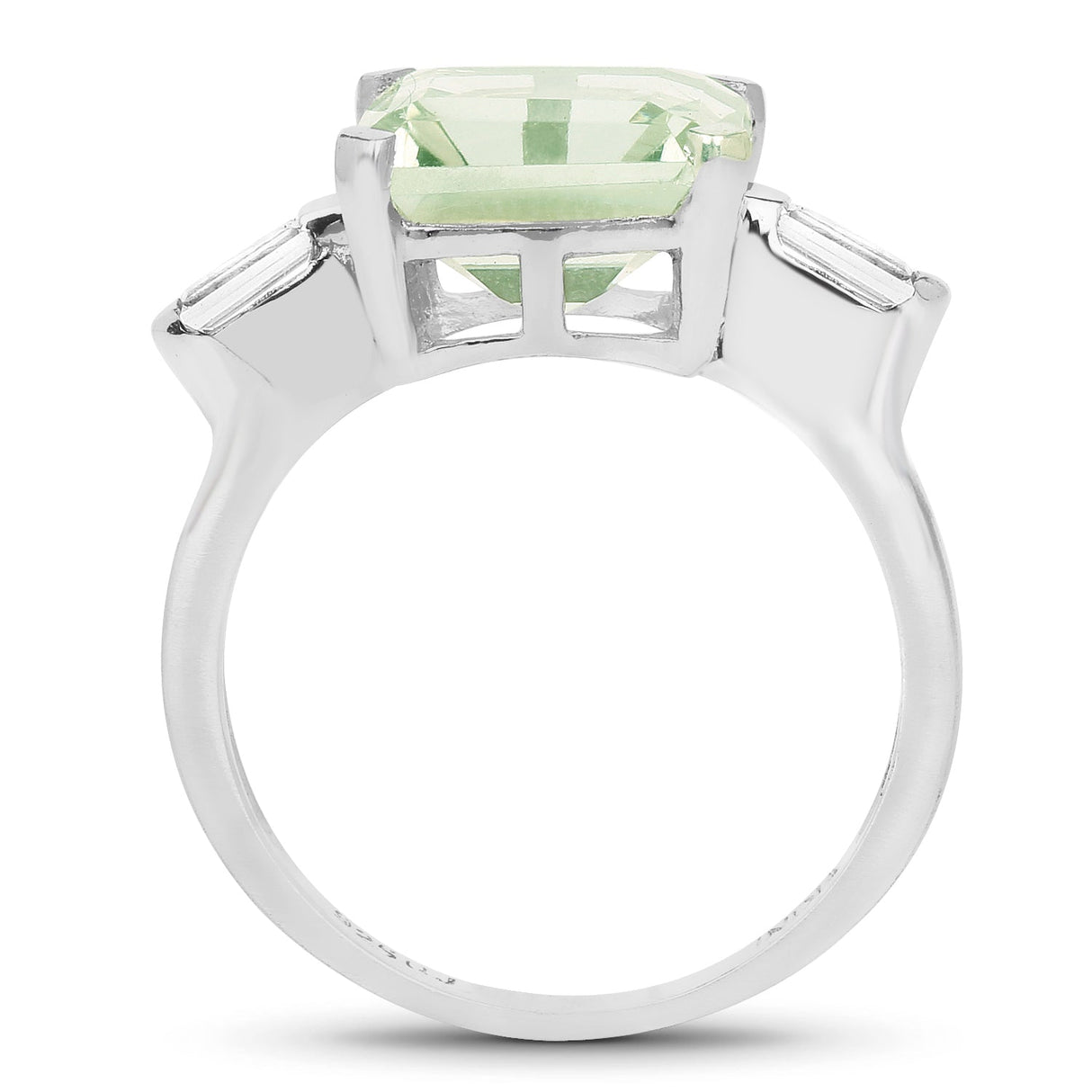 4.76 Carat Genuine Green Amethyst & White Topaz .925 Sterling Silver Ring