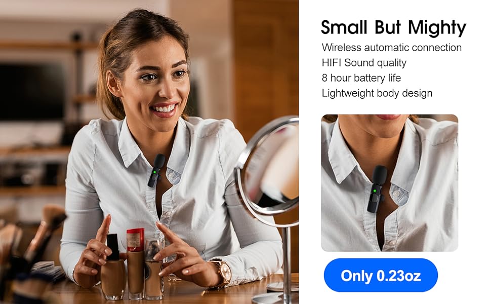 Wireless Lavalier Microphone for iPhone iPad Dual Clip On Mic 2 Pack Lightning