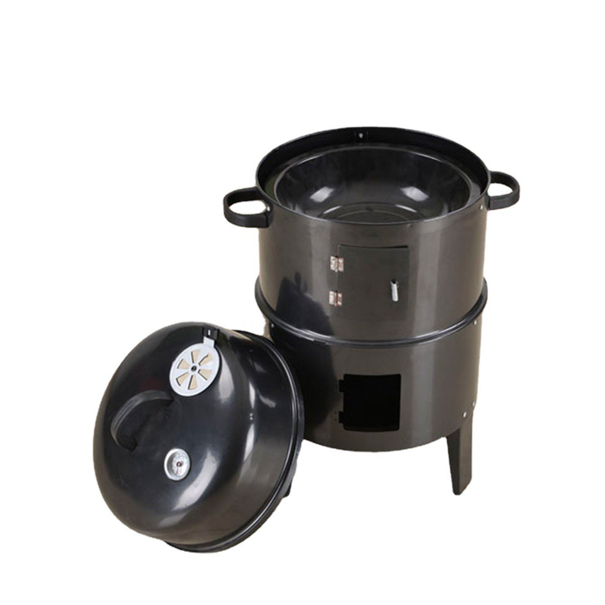 Outdoor Double-Layer Grill Charcoal Wood Fired Braising and Smoking Stove
