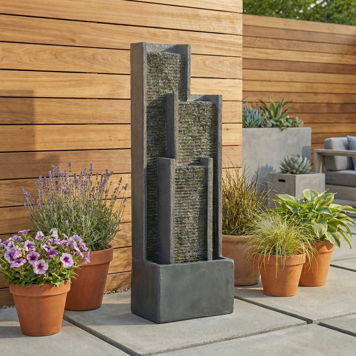 40 Inch Modern Outdoor Water Fountain
