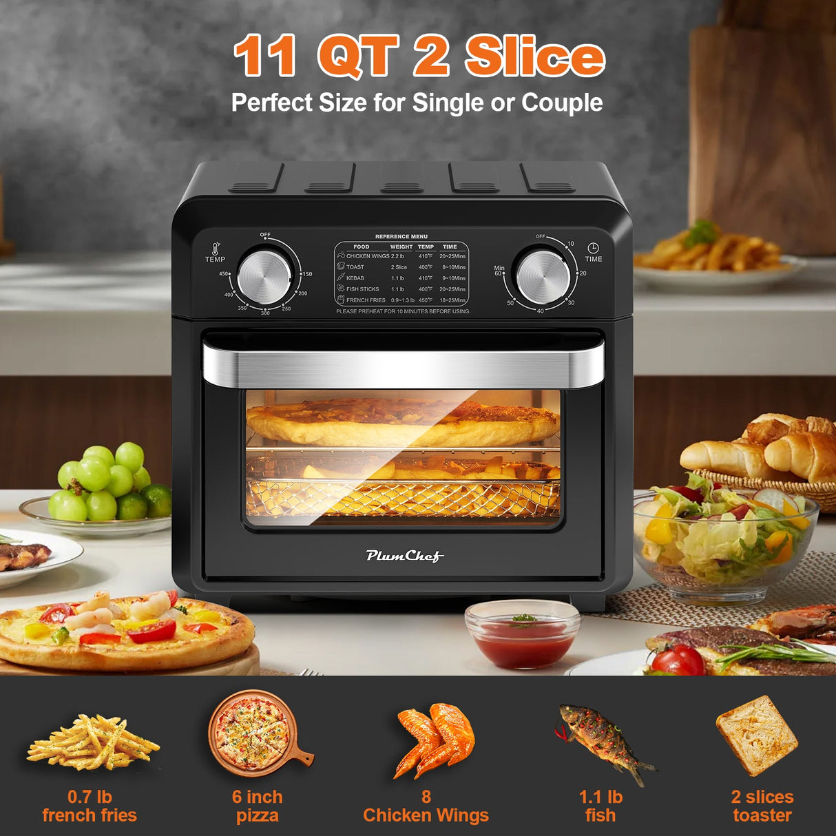 Compact Air Fryer Toaster Oven 11QT