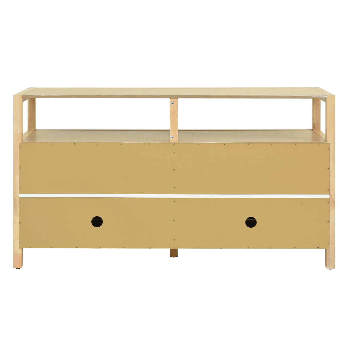 Bohemian Style Rattan Buffet Storage Cabinet with Solid Wood Frame