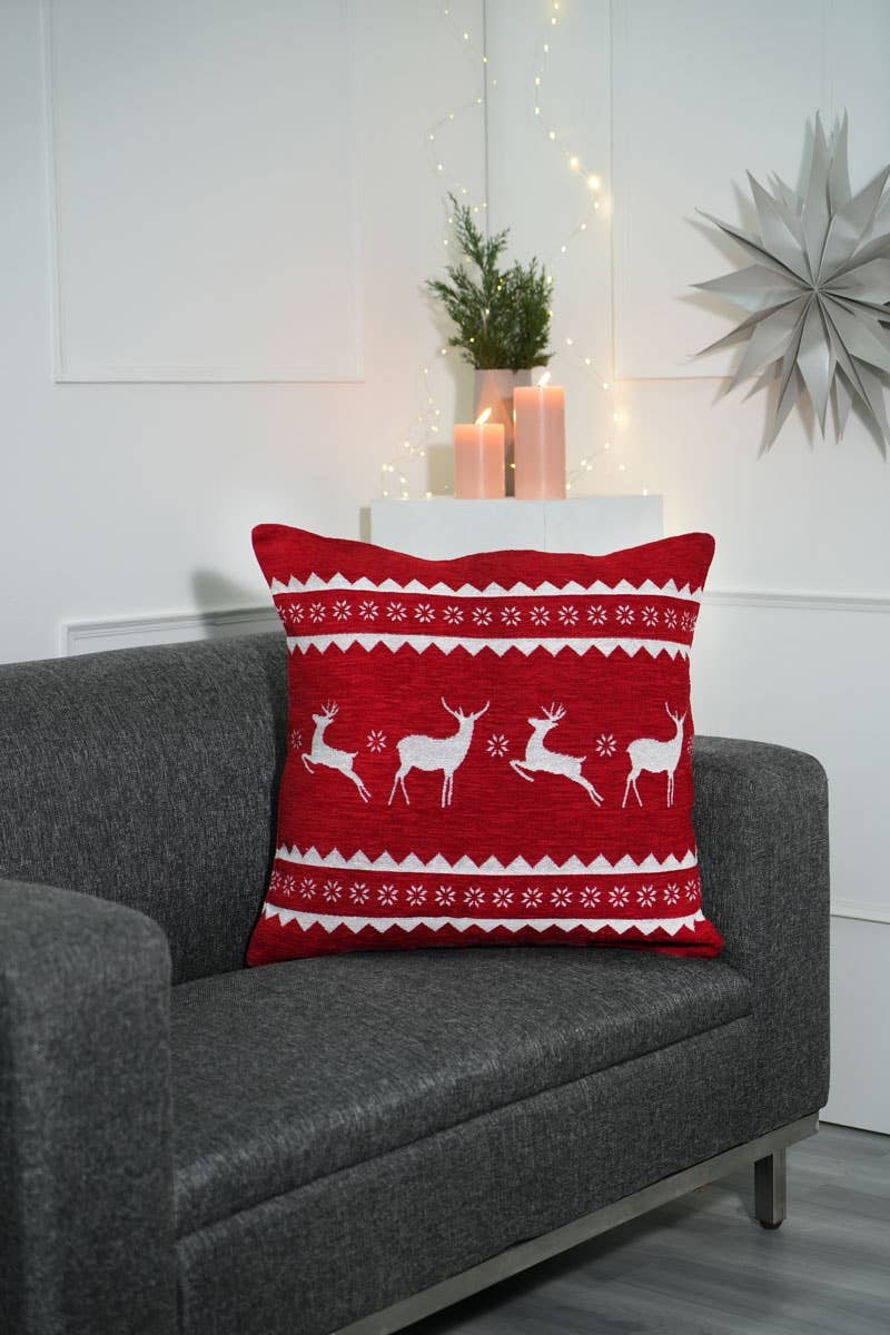 Handcrafted Reindeer Jacquard Pillow