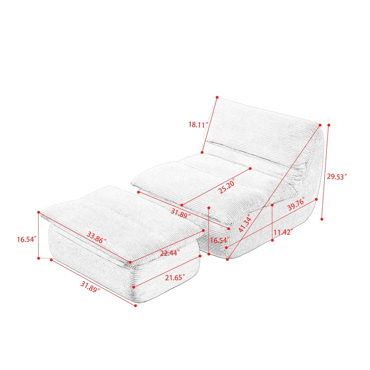 Modern Compressed Lounge Chair with Ottoman
