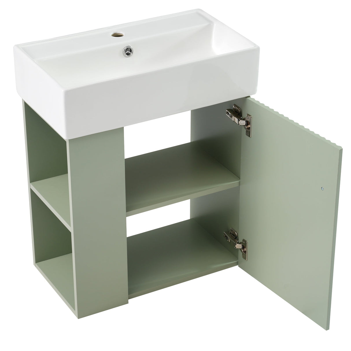 21.6 Inch Modern Floating Bathroom Vanity with Ceramic Basin