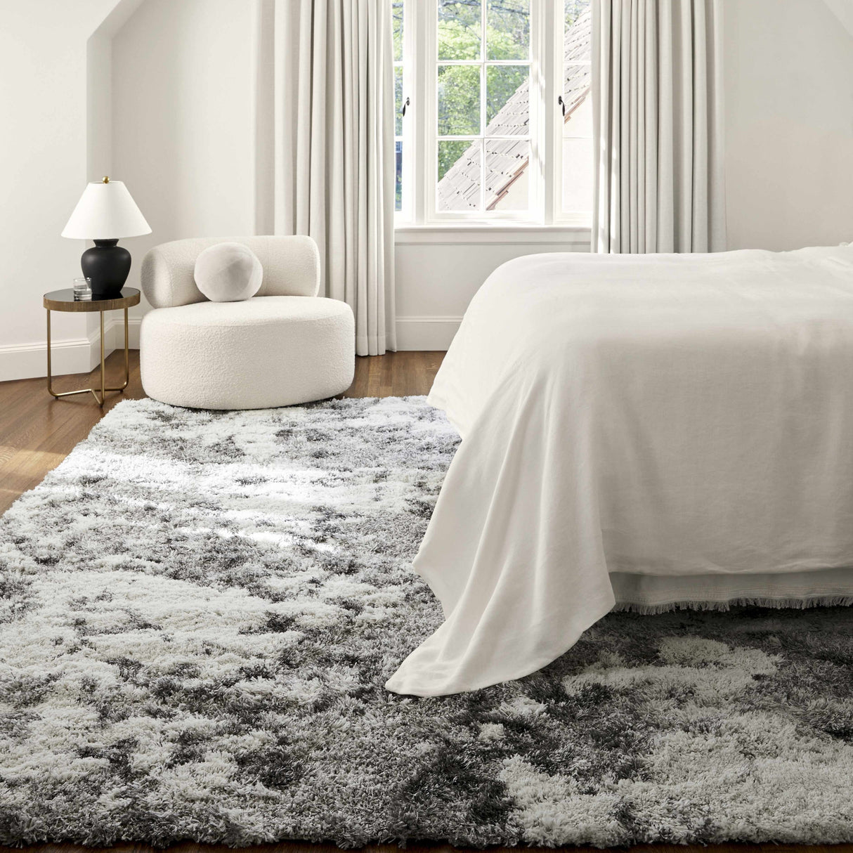 Dawesville Gray White Shag Area Rug