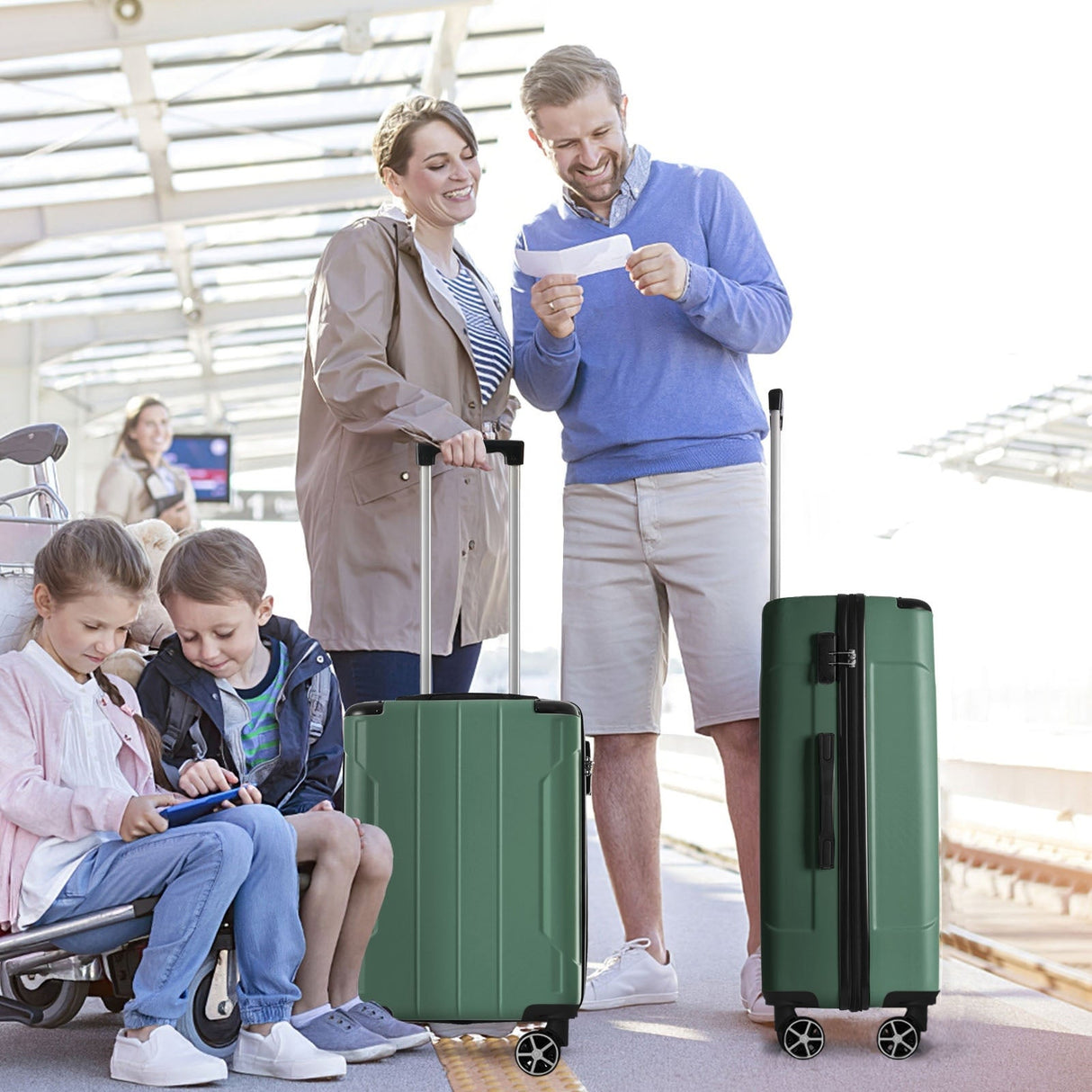 GigaTech 3-Piece Hard Shell Luggage Set (Green)