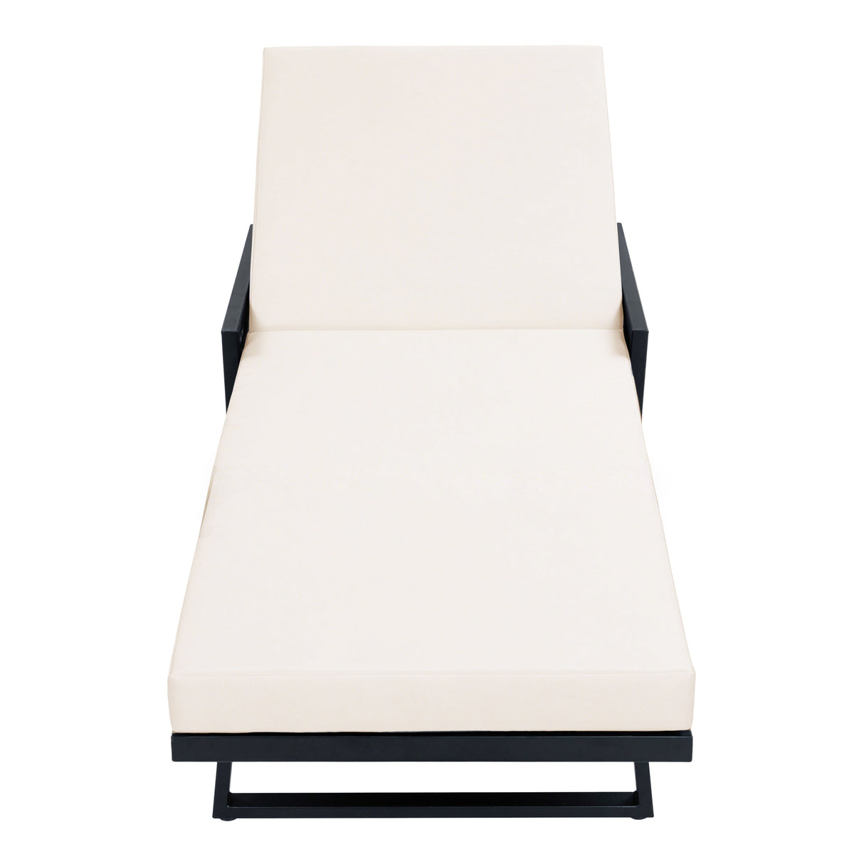Black Iron Outdoor Chaise Lounge with Cream Cushion