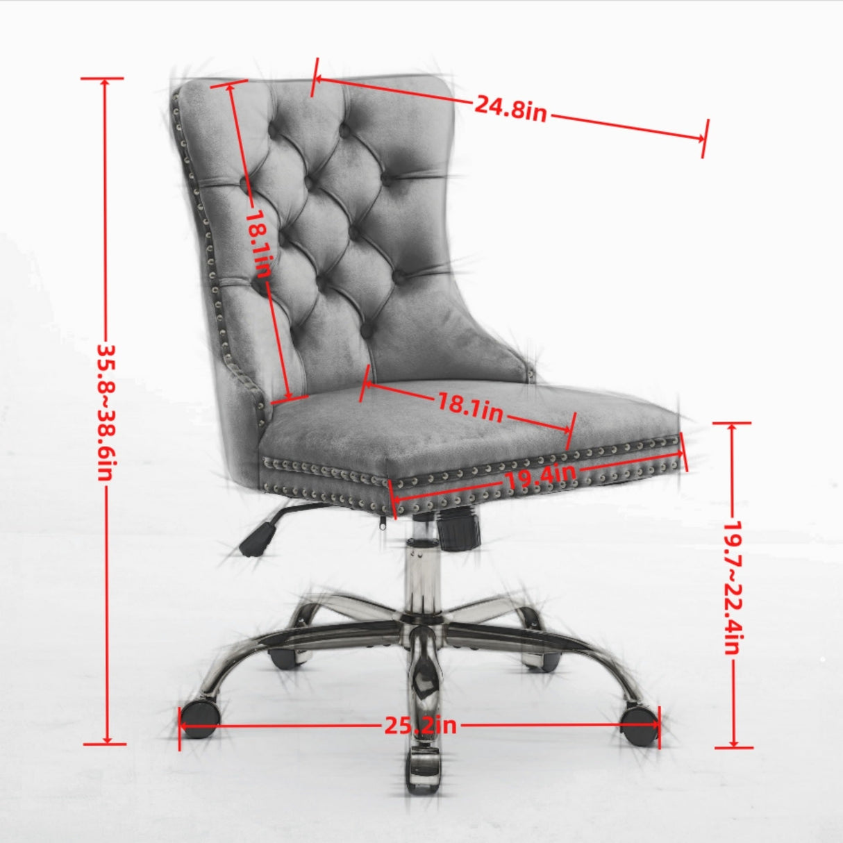 Office Chair Modern Velvet Upholstered Tufted Button (Purple)