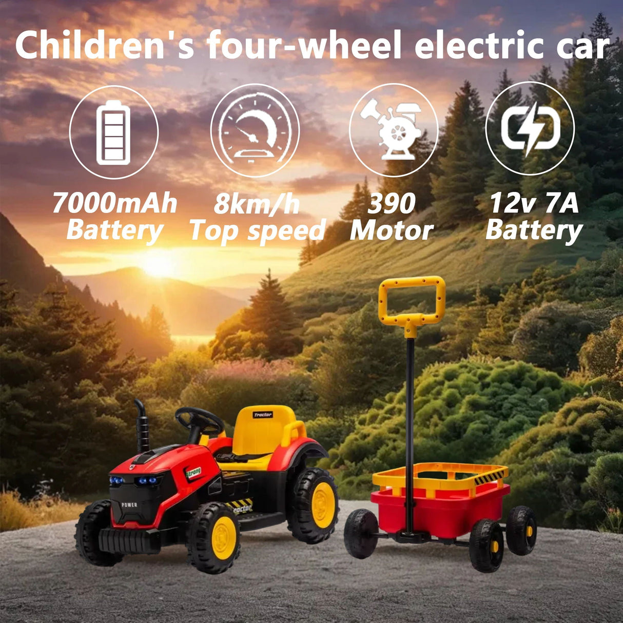 Kids Electric Ride-On Tractor With Trailer