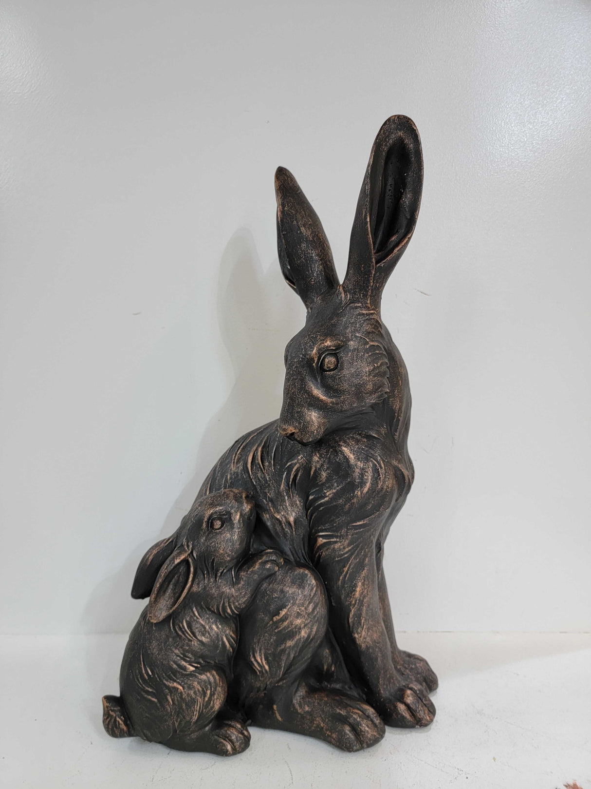 21'' Tall Mother Hare & Baby Cuddling Garden Statue