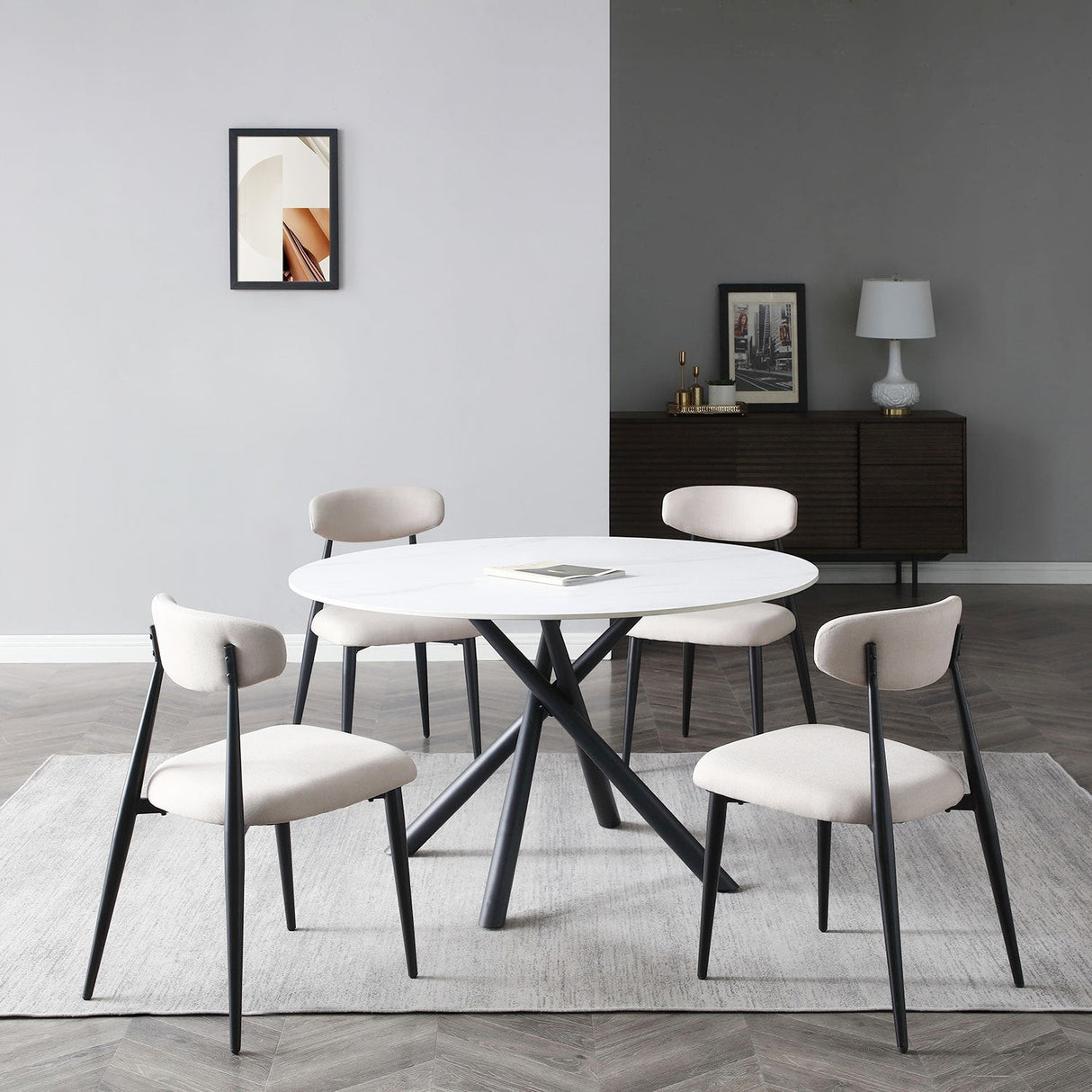 Modern Dining Chairs Set of 2 Light Grey