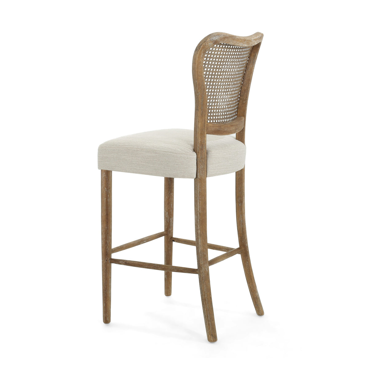 Cane-Back Upholstered Bar Stools, Set of 2