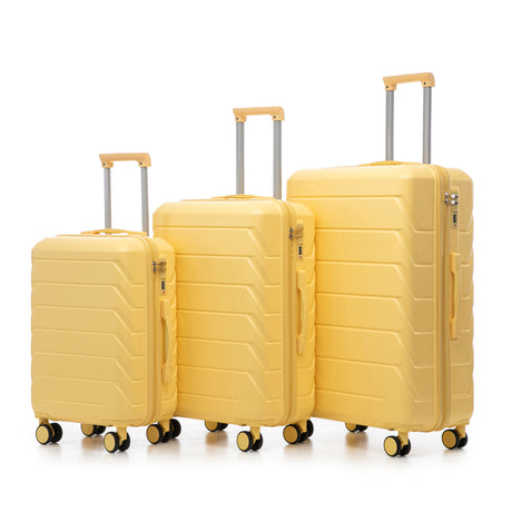 Set-3PCs-20'/24'/28'-ABS-Spinner-Wheel-Luggage,-Matching-Color,-with-Combination-Lock-Yellow-Luggage-Sets