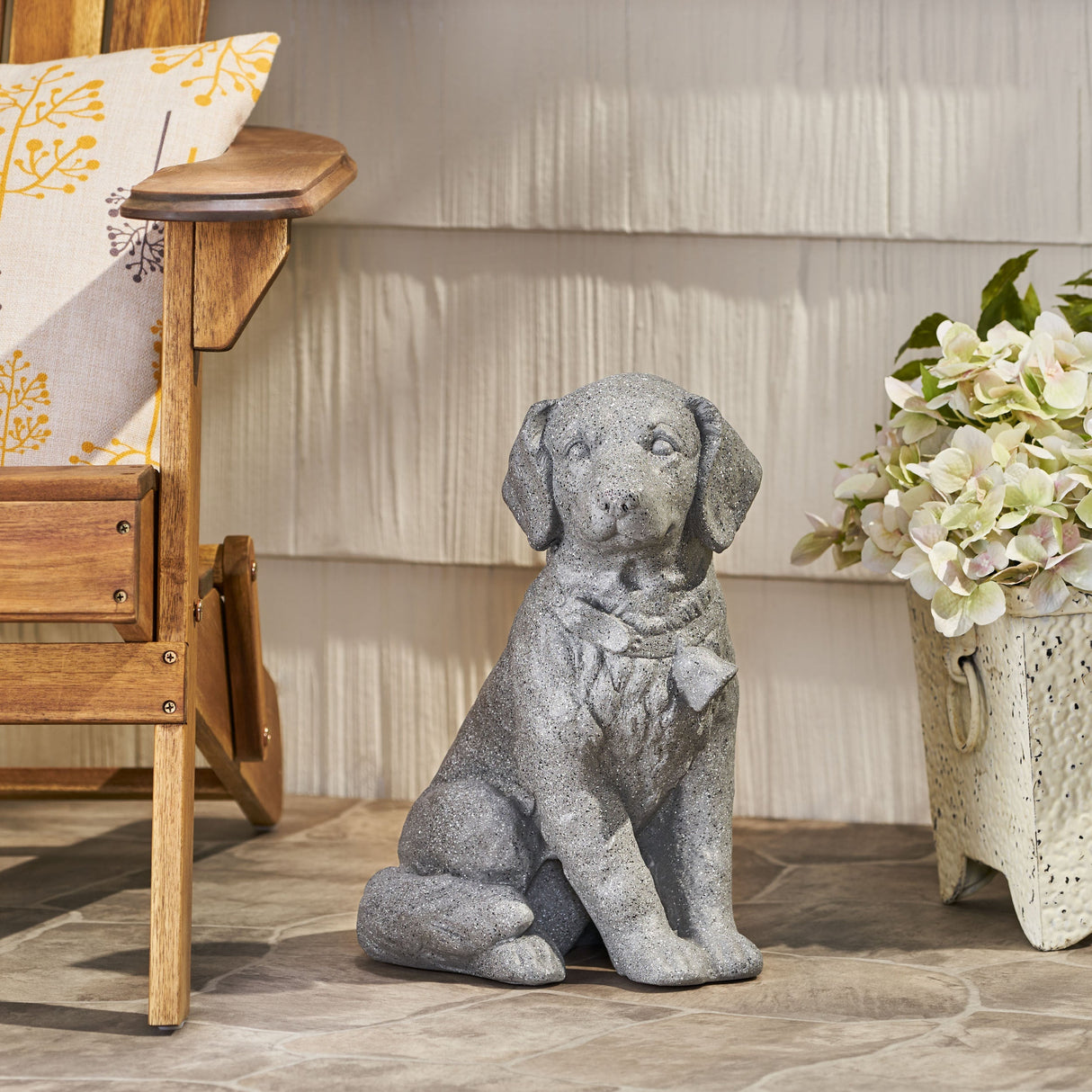 MGO Dog Statue, Outdoor Stone Gray, No Assembly Required